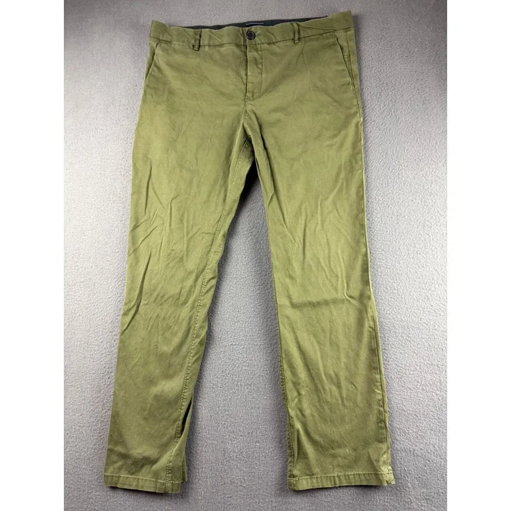 7 Diamonds Pants Men's 36x30* Green Parker Chinos Performance Stretch Flat Front